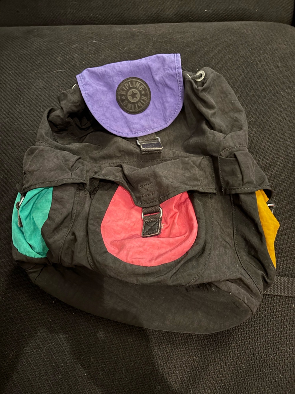 Kipling Multi-Color Black Canvas Backpack